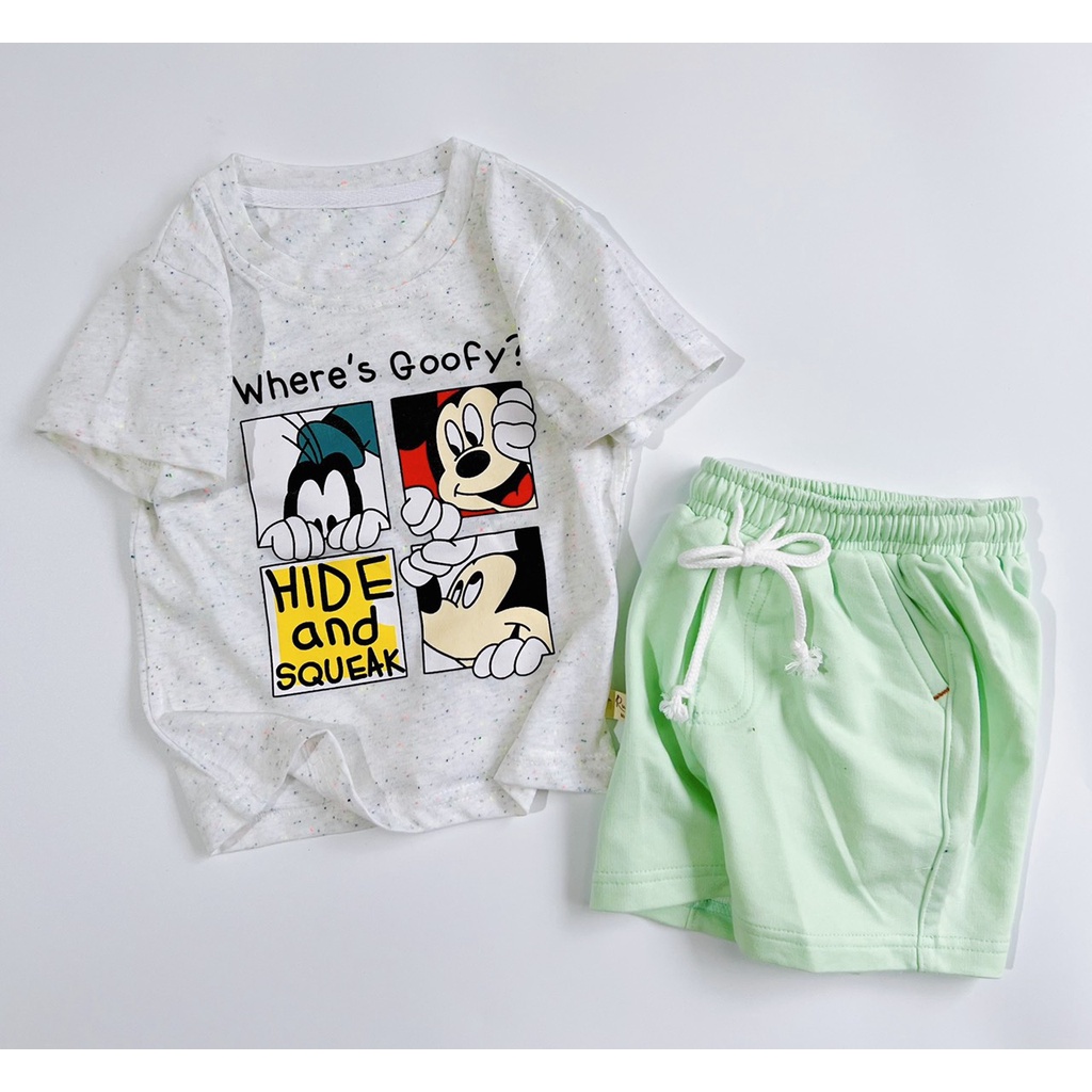 Bộ quần áo cộc tay thun cotton bé trai