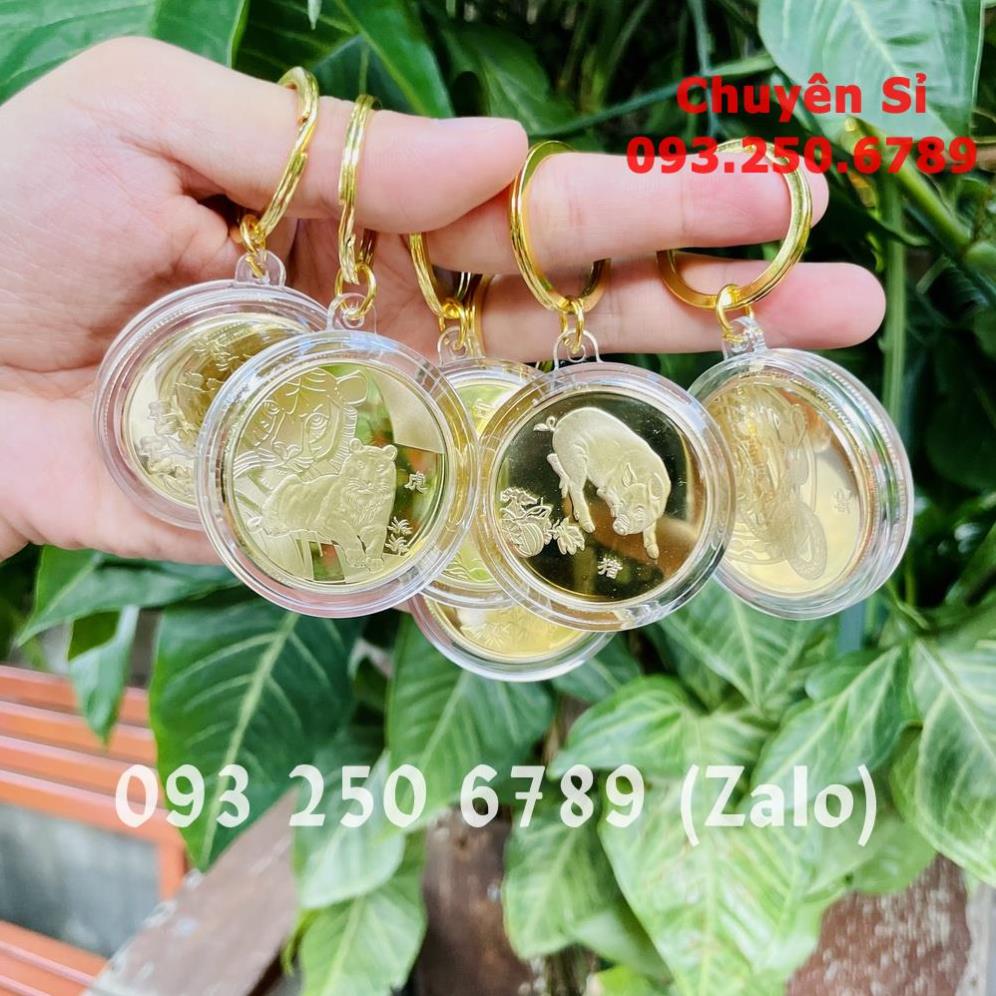[GIÁ SỈ] Móc Khóa 12 Con Giáp Đồng Xu Phong Thủy May Mắn