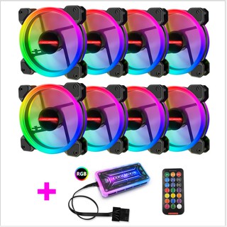Bộ 3,4,5,6,7,8,9,10 Quạt Tản Nhiệt, Fan Case Coolmoon V2 Led RGB Dual Ring-Kèm Bộ Hub Và Remote
