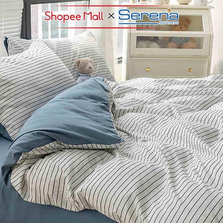 Bộ Drap Giường 5 Món Cotton Tici SERENA Chính Hãng Set Vỏ Chăn Ga Grap Gối Nệm Đệm Trần Bông Trải Phủ Giường Cao Cấp