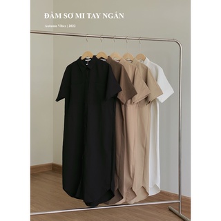 ĐẦM SƠ MI TAY NGẮN 2 TÚI_DA648
