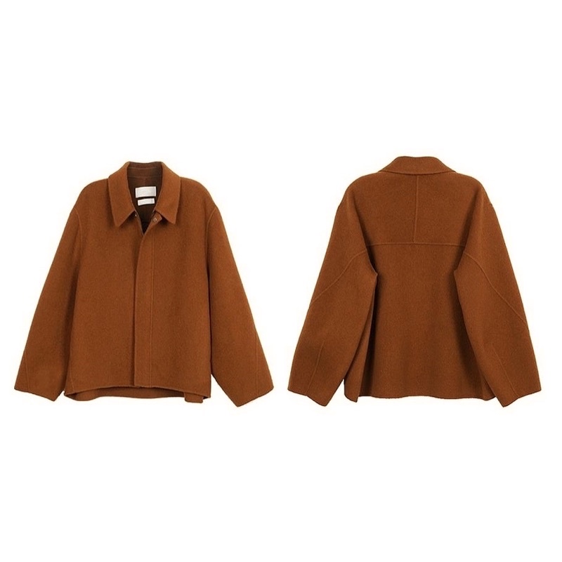 ODDA OUTFIT / Brown - Coffee Jacket Áo khoác vải dạ màu nâu phong cách Hàn mùa thu.