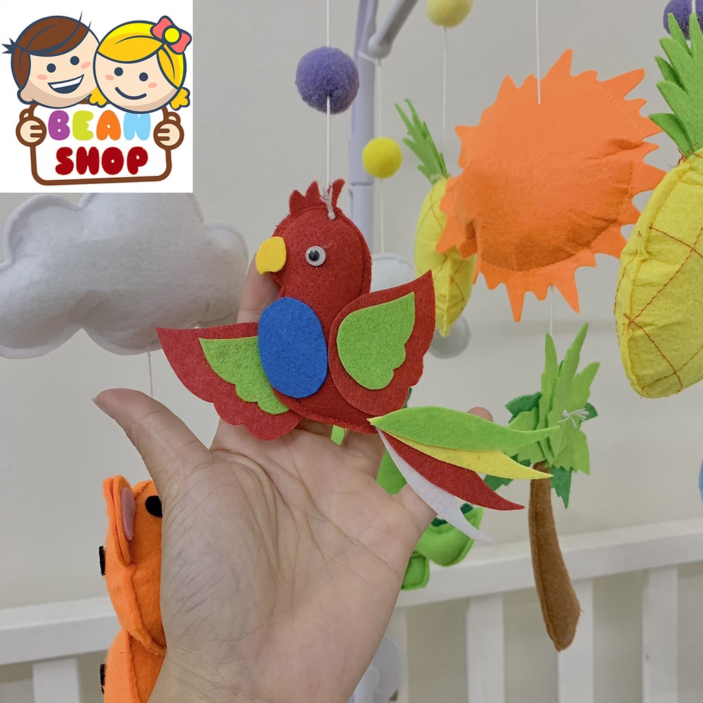 Treo nôi cho bé phát nhạc mẫu rừng xanh phát triển thị giác và não bộ