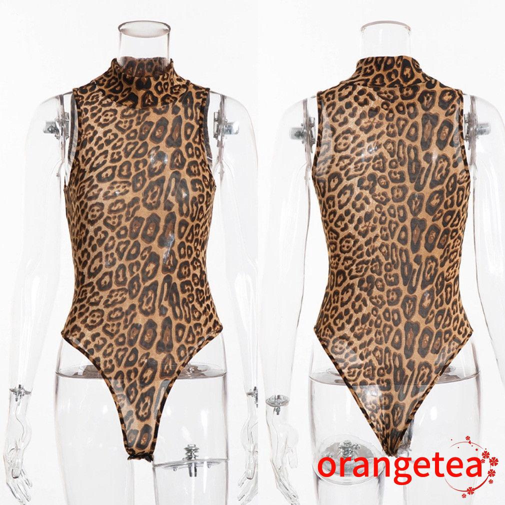 Women Sexy Lingerie Lace Babydoll G-String Teddy Leopard Sleeveless Bodysuit Jumpsuit