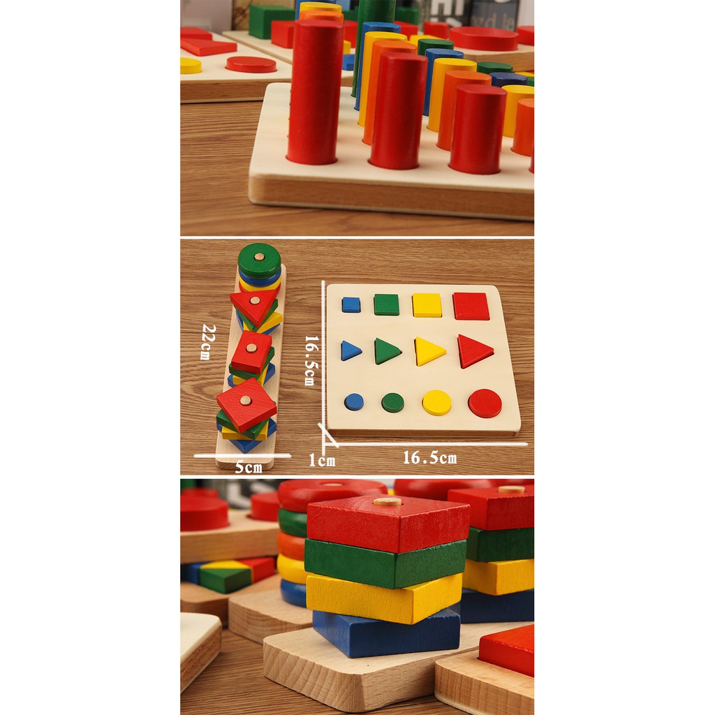 Đồ Chơi Gỗ,Bộ Giáo Cụ Montessori 8 Bài Tập Kỹ Năng Cho Bé