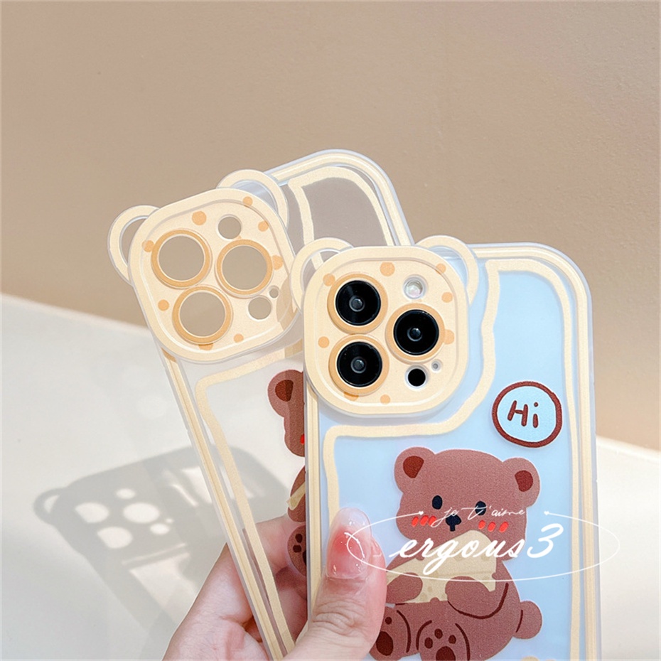 Ốp Điện Thoại Mềm Họa Tiết Gấu Phô Mai Sáng Tạo Cho iPhone 14 13 12 11 Pro Max SE2020 X XR Xs Max 7 8 6 6s Plus