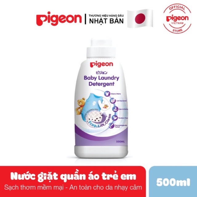 Nước giặt quần áo em bé Pigeon 500ml 2in1