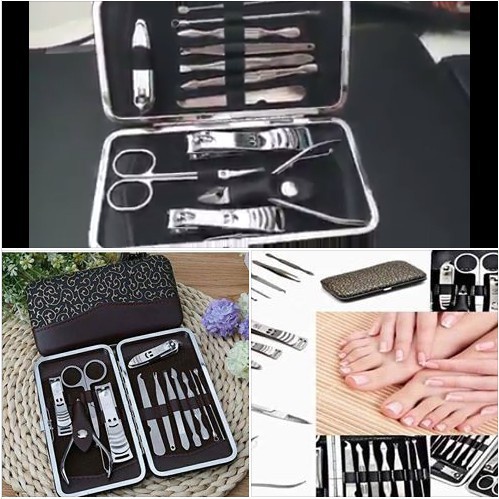 Bộ bấm móng tay 12 món, dụng cụ bấm móng tay, kiềm cắt móng cao cấp bằng thép không gỉ kèm hộp