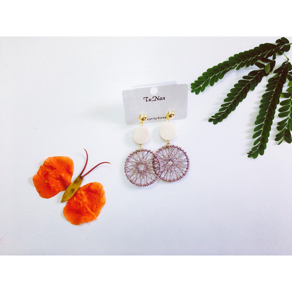 Khuyên tai vòng tròn dreamcatcher, bông tai vintage xinh xắn cho nữ
