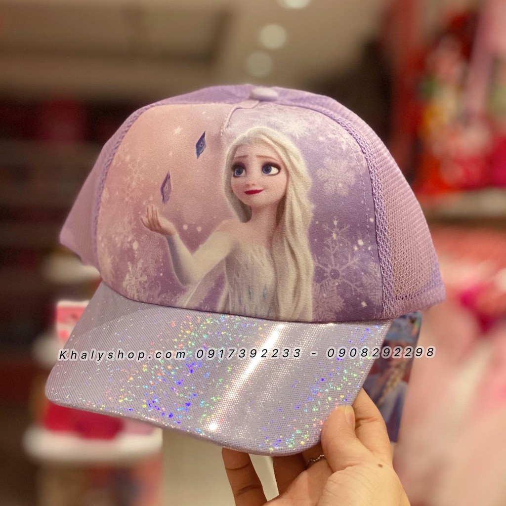 Nón kết phối lưới hình công chúa Anna Elsa (Frozen 2) màu tím ánh hologram siêu xinh cho trẻ em bé gái (Disney)