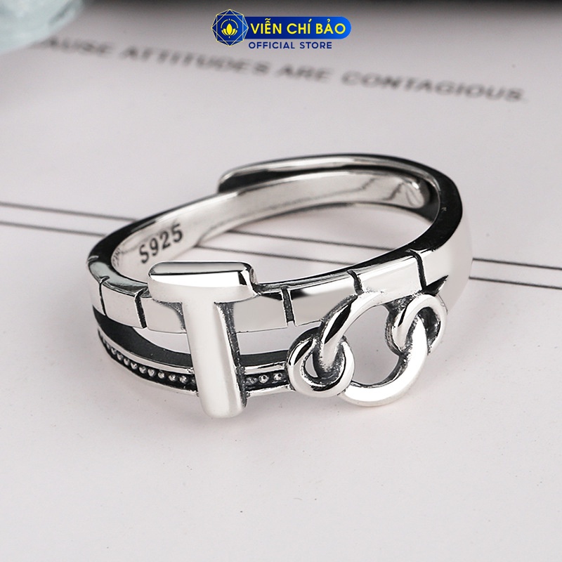 Nhẫn bạc nữ lồng họa tiết chữ T chất liệu bạc Thái 925 thời trang phụ kiện trang sức nữ Viễn Chí Bảo N000305