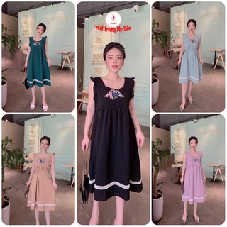Váy bầu ba lỗ mùa hè hoa ngực .New 5 màu 45 -75kg (hình thật)