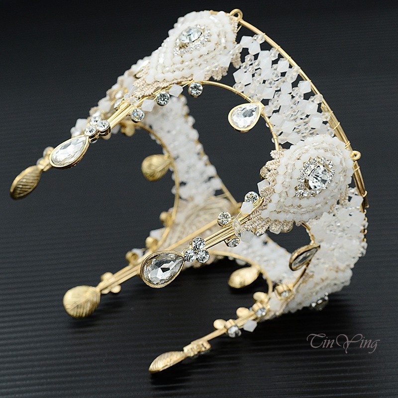 GETNOIVAS Vương Miện Đính Đá Pha Lê Nhân Tạo Cho Cô Dâu