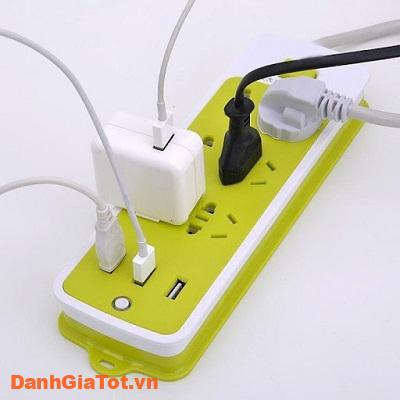 Ổ cắm điện đa năng có khe cắm usb và cắm sạc 3 đầu chống giật