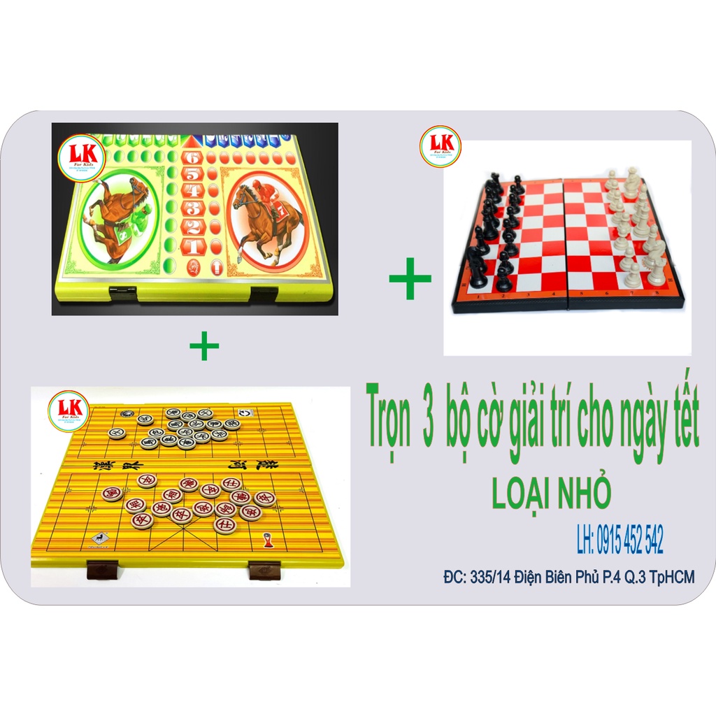 TRỌN 3 BỘ CỜ GIÁ RẺ GIẢI TRÍ CHO BE (CỜ TƯỚNG, CỜ VUA, CỜ CÁ NGỰA) - HỘP NHỰA GẤP GỌN - LOẠI NHỎ