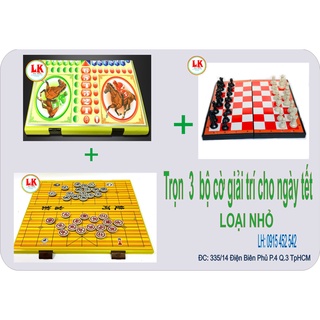 TRỌN 3 BỘ CỜ GIÁ RẺ GIẢI TRÍ CHO BE (CỜ TƯỚNG, CỜ VUA, CỜ CÁ NGỰA) - HỘP NHỰA GẤP GỌN - LOẠI NHỎ