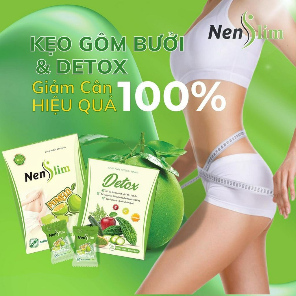 Kẹo gôm bưởi giảm cân Nenslim Chính hãng Kẹo gôm bưởi giảm cân an toàn hiệu quả không gây mệt mỏi hộp 8 viên