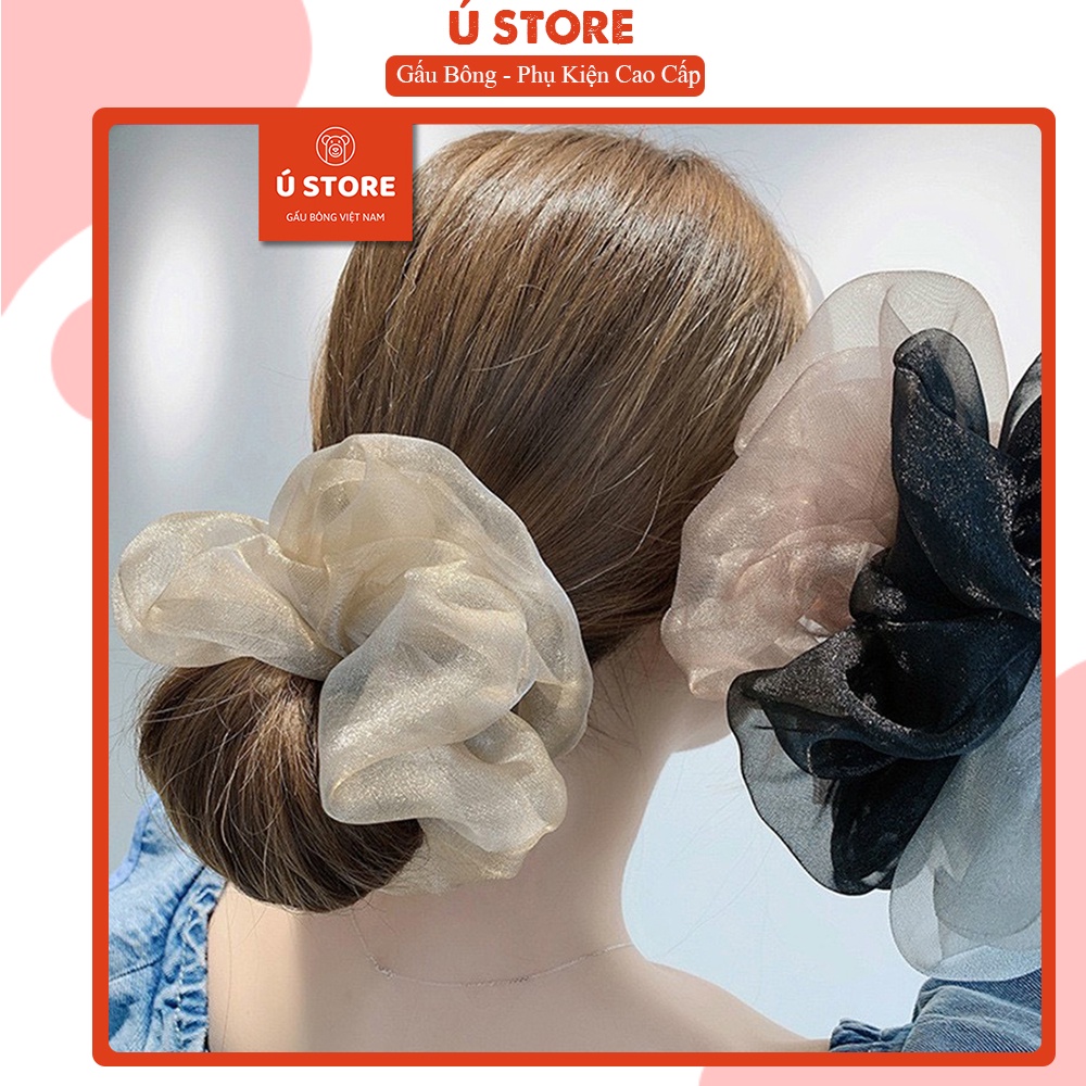 Dây buộc tóc Scrunchies phi lụa 4 màusiêu mềm