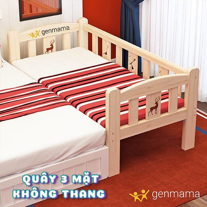 [Tặng đệm xơ dừa] Giường ghép cho trẻ em, giường cho bé kích thước dài 168cm rộng 88cm, gỗ thông cho bé từ 0-15 tuổi