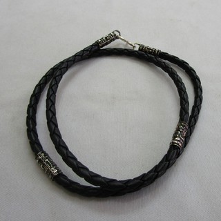 Dây chuyền nam bằng da bọc bạc DNDB004