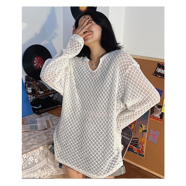 Áo khoác chống nắng ZHELIHANGFEI dài tay dáng rộng thiết kế giản dị thời trang