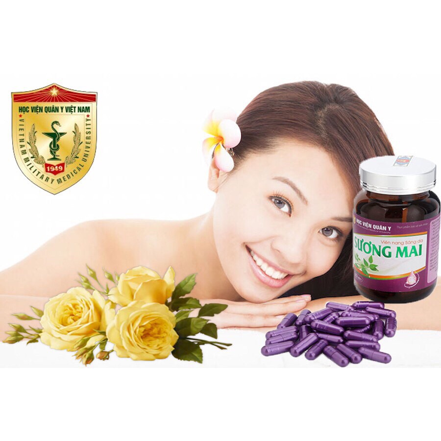 Sương Mai Học Viện Quân Y - Viên uống giúp sáng da, da hết nhăn, hỗ trợ trị nám tàng nhang, phòng lão hóa da (Lọ 60 viên