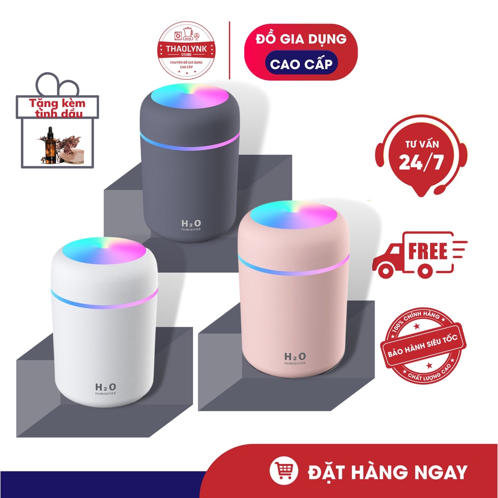 Máy Xông Tinh Dầu Phun Sương Mini tạo độ ẩm không khí kết hợp Đèn Led làm Đèn Ngủ 3 trong 1 cho phòng ngủ và trong ô tô