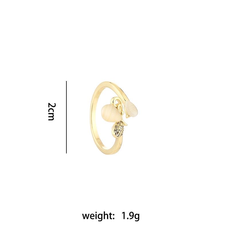 Nhẫn hở đính đá mắt mèo phong cách Hàn Quốc thời trang sang trọng cho nữ