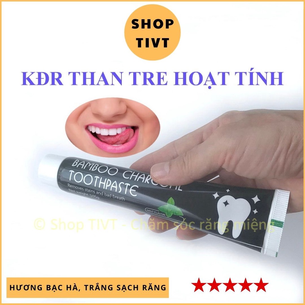 Kem đánh trắng răng than hoạt tính, thành phần tự nhiên, trắng răng, hấp thụ, khử mùi hôi, chắc lợi, ngừa cao răng-TIVT