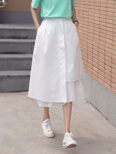 Chân váy midi dáng xoè lệch tà eo chun MV01 | BigBuy360 - bigbuy360.vn