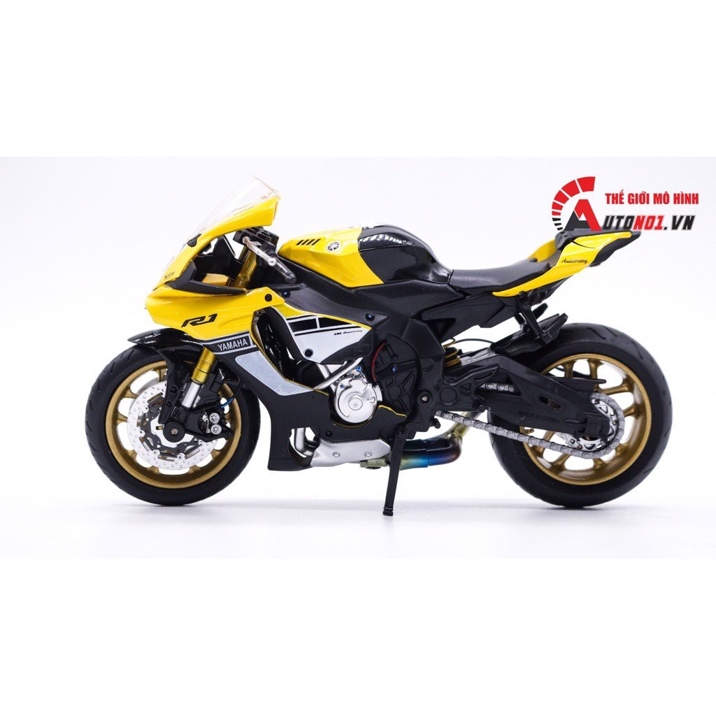 MÔ HÌNH XE YAMAHA R1M 60TH ANNIVERSARY YELLOW VER 1 - ĐỘ PÔ AR KIM LOẠI AUTONO1 D141