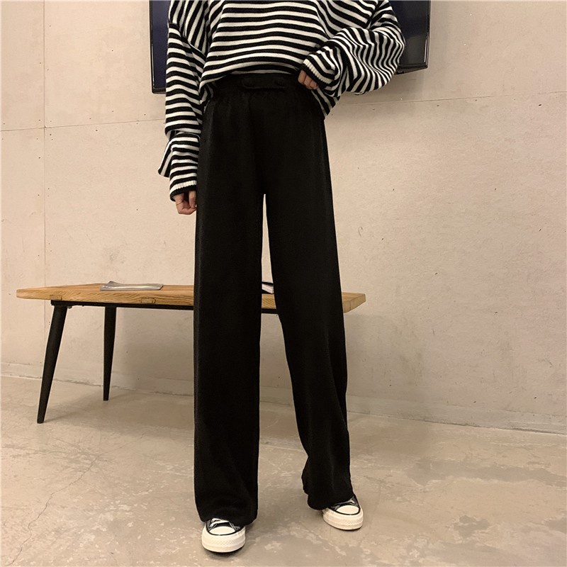 Porozi  Quần Dài Ống Rộng Lưng Cao Thời Trang Hàn Quốc Cho Nữ Size S-2XL