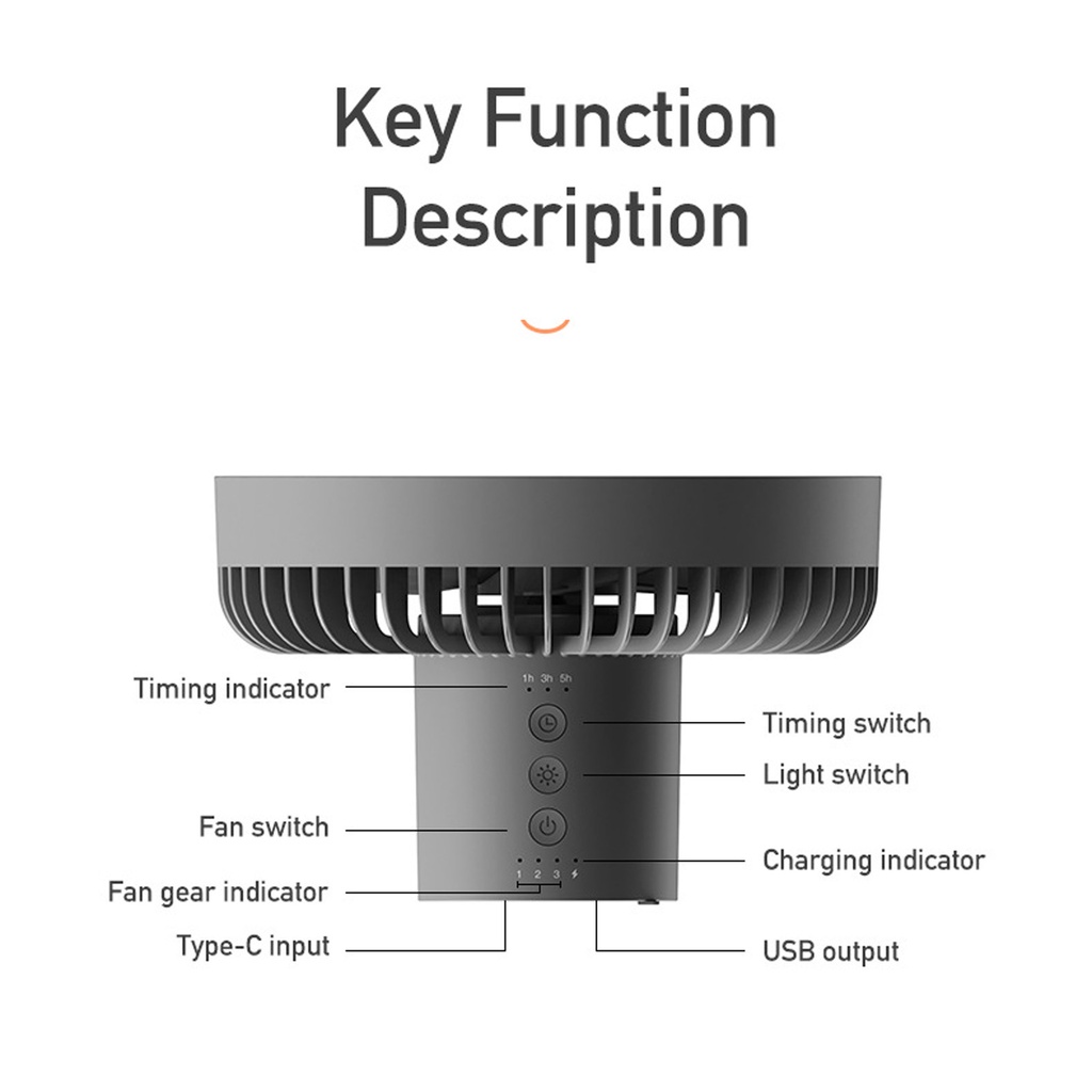 Neon074 Quạt Làm Mát Có Giá Đỡ Ba Chân Sạc Cổng Usb 3 Level Adjustable Timing Function USB Charging Outdoor with Detachable Tripod Ngoài trời Trần Quạt USB