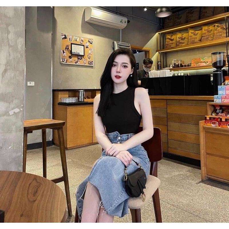 Áo ba lỗ yếm chất tổ ong co giãn mềm mịn basic dành cho nữ Nhungkudostore