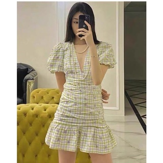 Váy đầm mini dáng đuôi cá xoè phối nhún