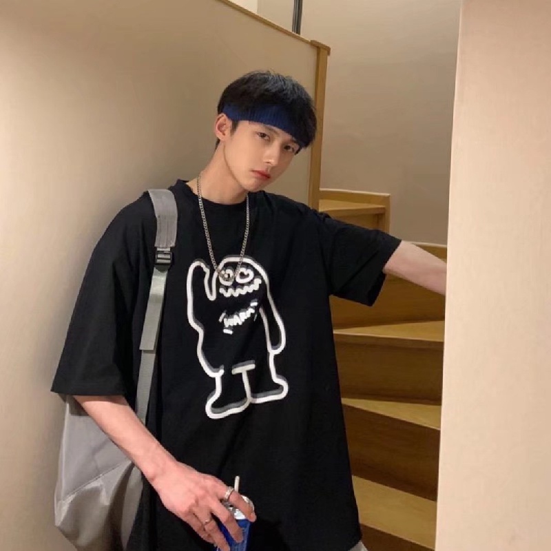 Áo Thun Nam Tay Lửng In Hình Phong Cách Hip Hop Hàn Quốc Cỡ Lớn M-5XL