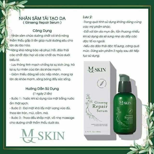 Serum Nhân Sâm Tái Tạo Da MQ Skin ( Chuẩn Hàng Công Ty )