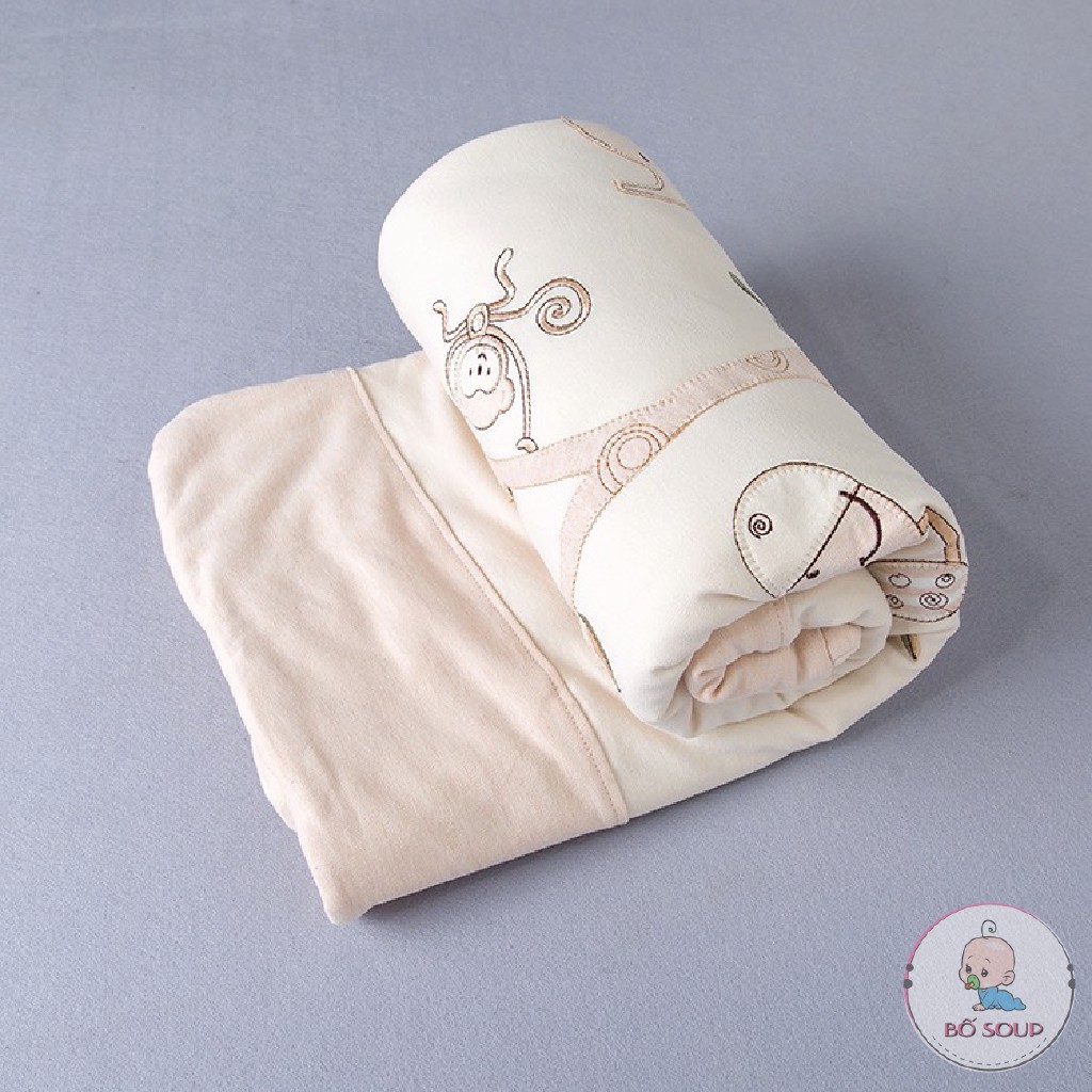 Chăn ủ cho bé sơ sinh hình họa tiết chất liệu cotton an toàn cho bé