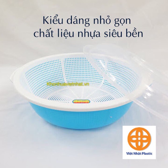 Rổ nắp bầu dục Việt Nhật, bộ rổ nhựa kèm chậu có nắp đậy rửa rau hoa quả hàng cao cấp tiện lợi (MS 3278-3279)