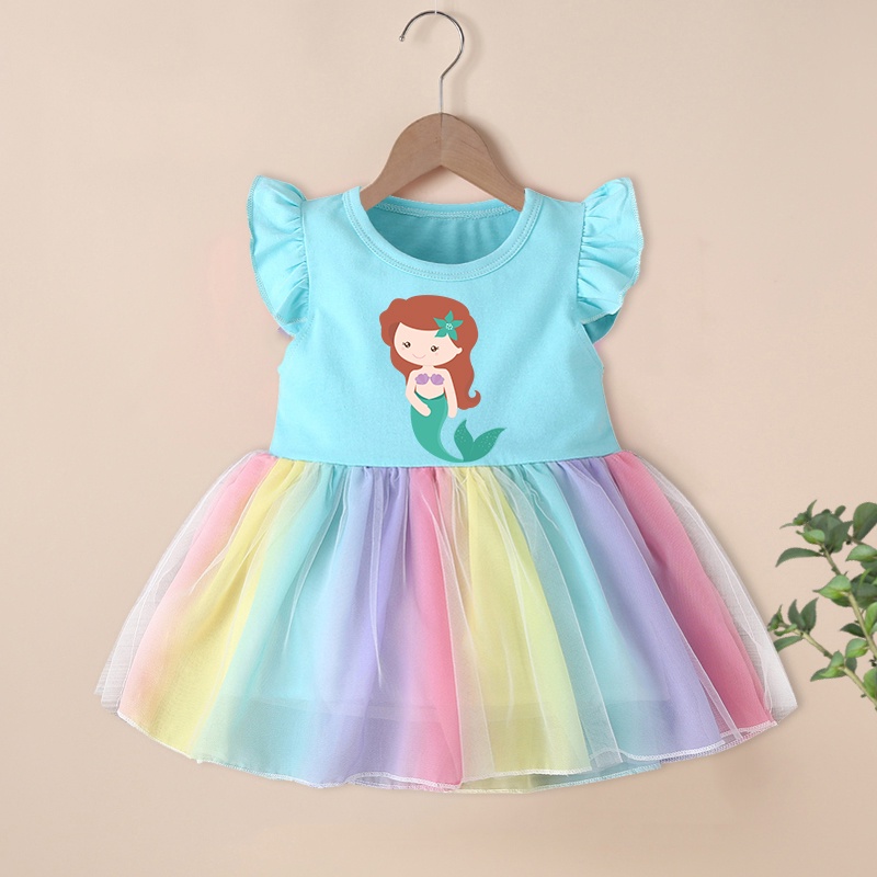Đầm Công Chúa Tiên Cá Dễ Thương Cho Bé Gái 1-4 Tuổi