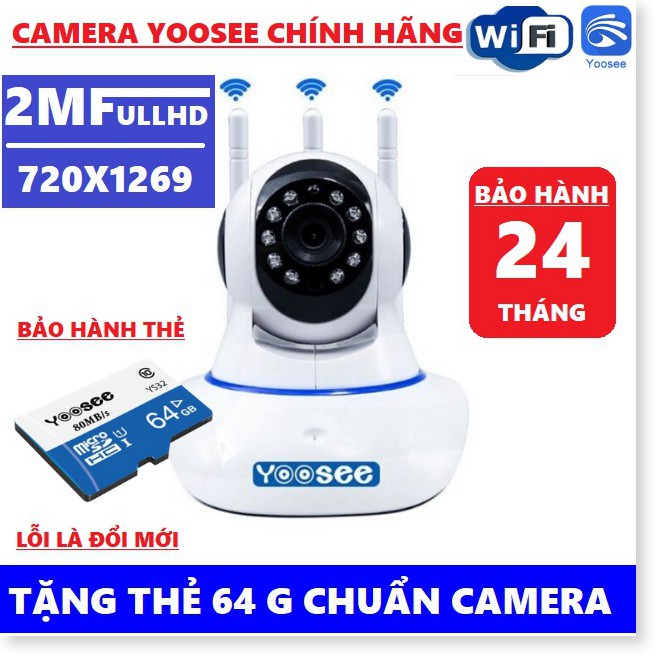 Camera IP Wifi Yoosee 3 Râu FULLHD Không Dây Phiên Bản 2020 Bảo Hành 5 Năm Lỗi đổi mới 14 ngày