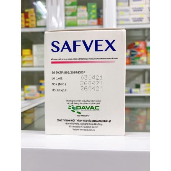 Safvex – Men vi sinh hỗ trợ giảm táo bón, hộp 30 gói x 3g