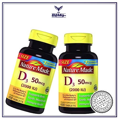 Viên Uống Vitamin D3 Nature Made 50 Mcg 2000 IU