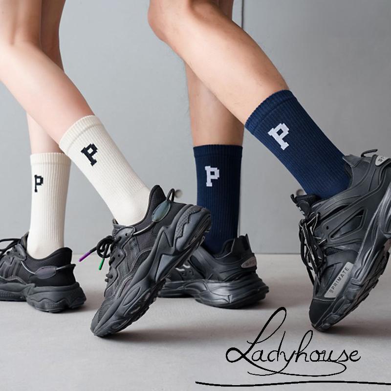 Tất thể thao dài co giãn in chữ đơn giản dành cho nữ