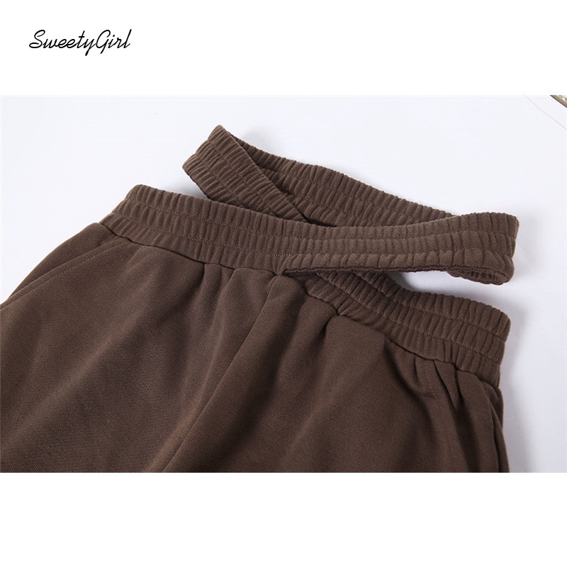 Áo croptop tay dài cổ cao có khóa kéo / Quần dài ống rộng lưng cao màu sắc thời trang cho nữ