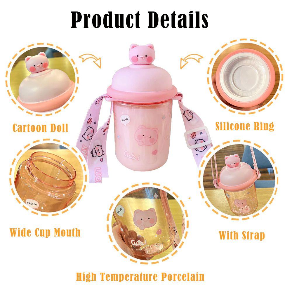 WATTLE Bình Nước Nhựa 436ml Chống Rò Rỉ In Họa Tiết Hoạt Hình Dễ Thương Cho Bé / Học Sinh