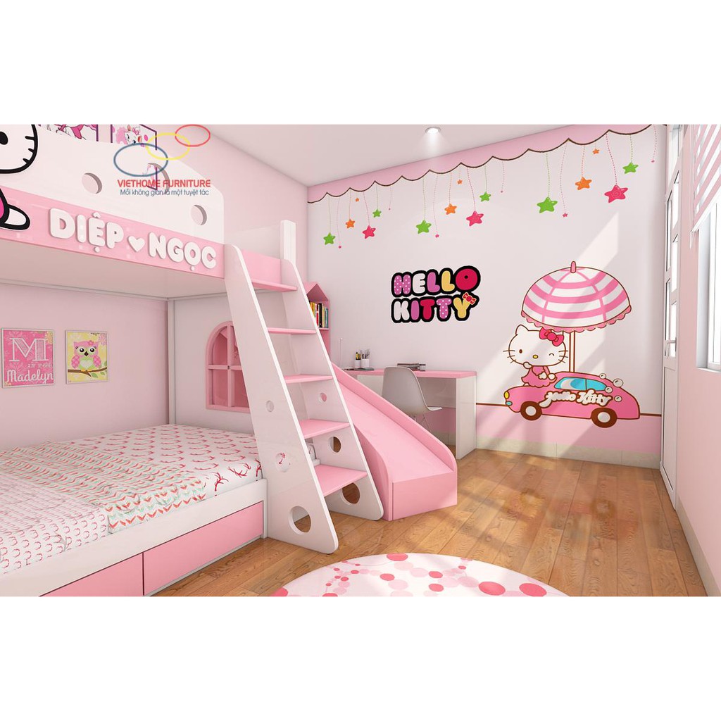 Giường tầng thông minh cho Phòng ngủ đẹp siêu đáng yêu với nhân vật Hellokitty | BigBuy360 - bigbuy360.vn