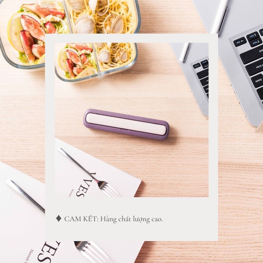 Bộ đũa thìa văn phòng FEEKA cute siêu đẹp 2 ngăn, Bộ thìa đũa cá nhân dễ thương cho dân văn phòng INOX cao cấp