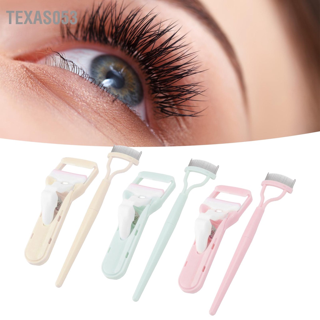 Texas053 Bộ dụng cụ uốn mi chuyên nghiệp góc rộng có với miếng đệm lót để trang điểm