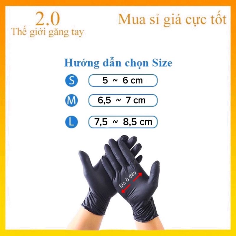 [Chính Hãng] Găng tay cao su đen vân kim cương nhám hộp 100 chiếc dày, không bột (chuyên dụng trong mọi nghành nghề...)